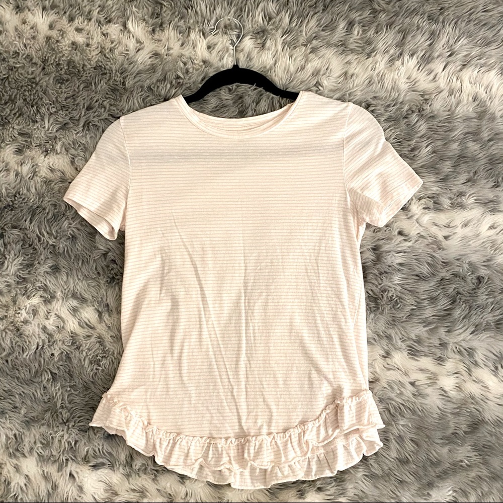 Banana Republic, light pink ruffle tee, xs